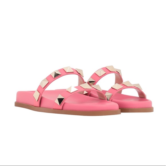Valentino Garavani Shoes - Women's Pink Valentino Garavani Macro Stud Slides